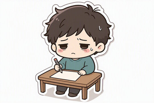 2d Exhausted Chibi Character, 2d flat illustration, 2d cartoon, 2d character, chibi character, cartoon character, cartoon chibi