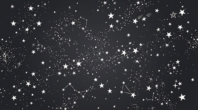 Sparkling starfield background with bright white lights on a dark black canvas