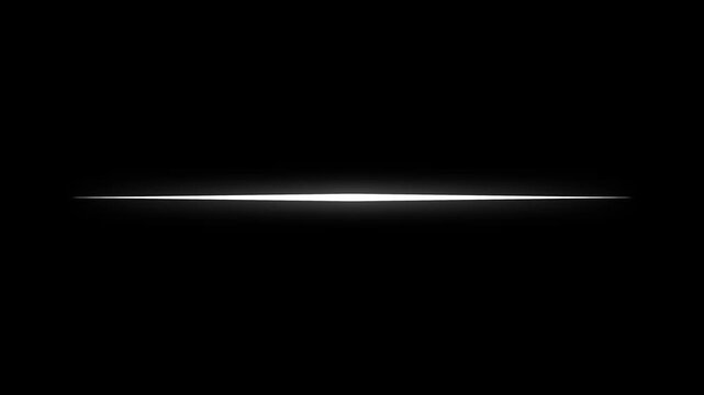 White Glowing Horizontal Light Line Animation on Black Background, Minimal Light Beam Motion Graphic