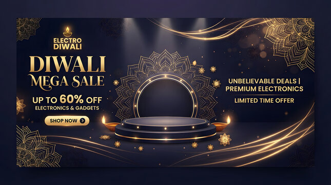 A luxury diwali sale banner featuring an indian festival discount offer and corporate services business promotion isolated on isolated on transparent background