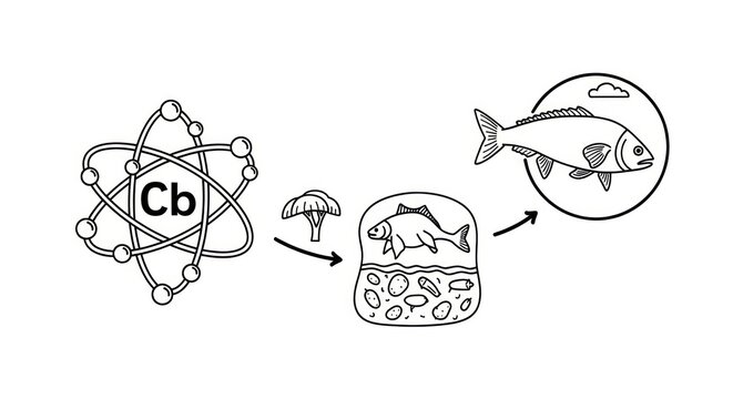 Bioaccumulation process in ecosystem.