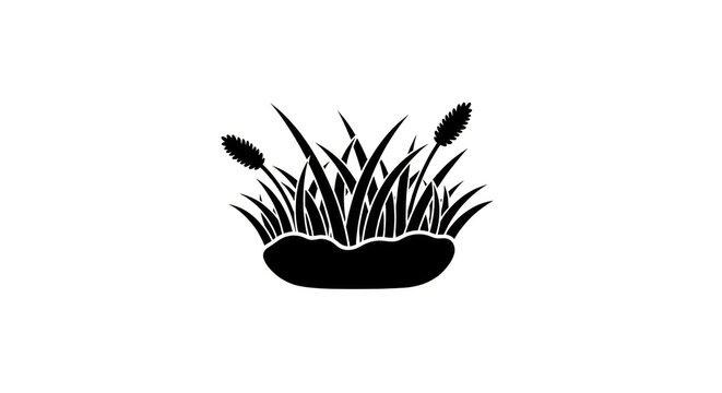 Black silhouette of cattail plant.