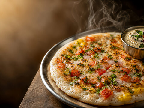 South Indian Uttapam with Onion Tomato Topping