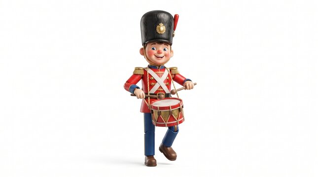 Toy Soldier Figurine Playing Red and Gold Snare Drum