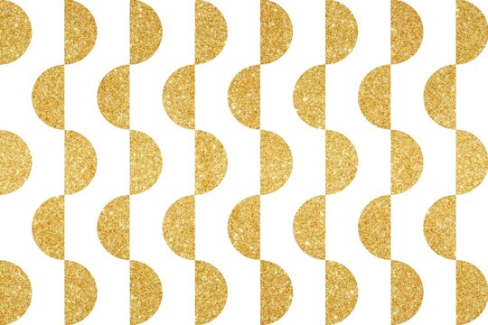Gold Glitter Half Circle Seamless Pattern, Background, Backdrop, Wallpaper Design. Geometric Gold Sequin Wave Background for festive invitations, luxury branding, elegant wrapping paper, wedding