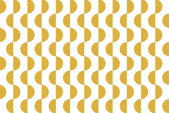 Golden yellow geometric half-circle seamless pattern on a white background. Abstract Gold Wallpaper, Minimalist art deco for textile prints, wrapping paper, wallpaper, packaging, backdrop, branding. 