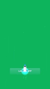 A digital rocket icon launches from a button on a green background