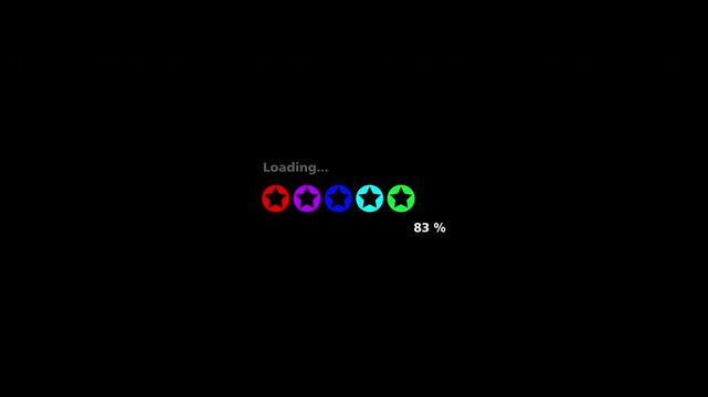 Loading Animation Star On Circle Shape Cut With Percentage Colorful Loop Transparent Background