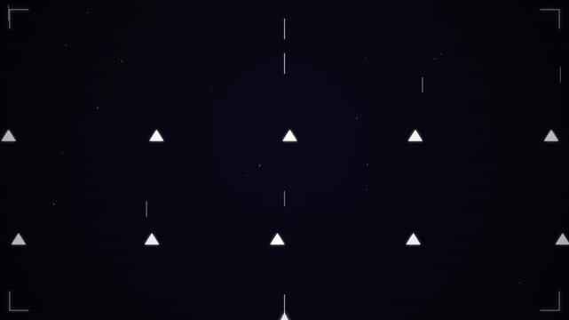 Dark looping background with geometric markers and a subtle vignette border for seamless tech compositions