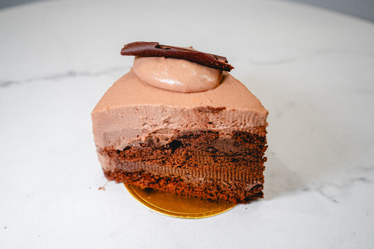 A slice of chocolate cake
