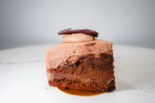 A slice of chocolate cake