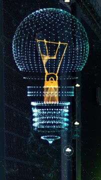 Animation of light bulb and data processing with connections