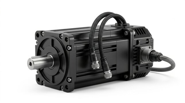 Servo motor on white background, isolated on pure white background
