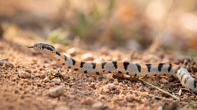 ground snake close up at morning light in california grassland usa video