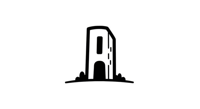 Simple black and white building icon.