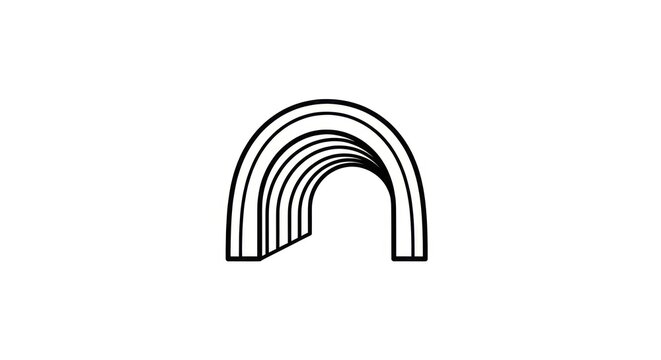 Simple black line art rainbow symbol.