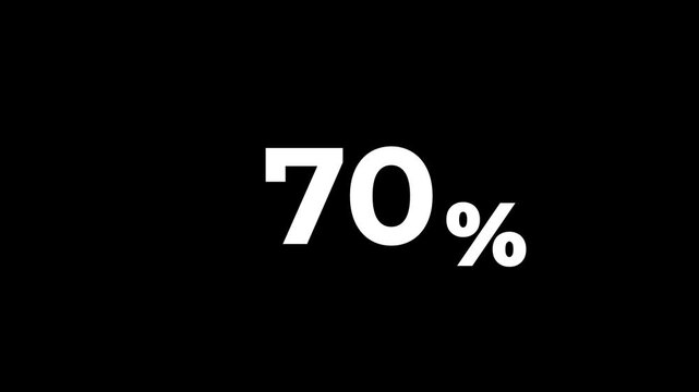 abstract 70 percent animation on black background.70 percentage discount animated 4k video.4k motion graphics video