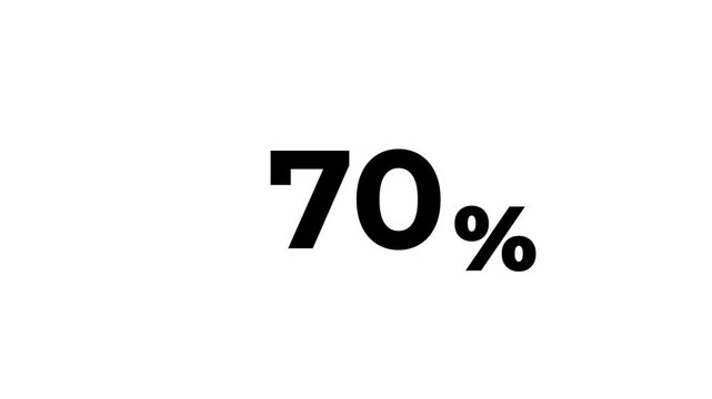 abstract 70 percent animation on black background.70 percentage discount animated 4k video.4k motion graphics video