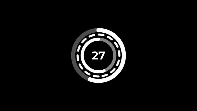 Countdown timer 1 minute animation. 60 to 0 second with circle animation on white background. 4k motion graphics video