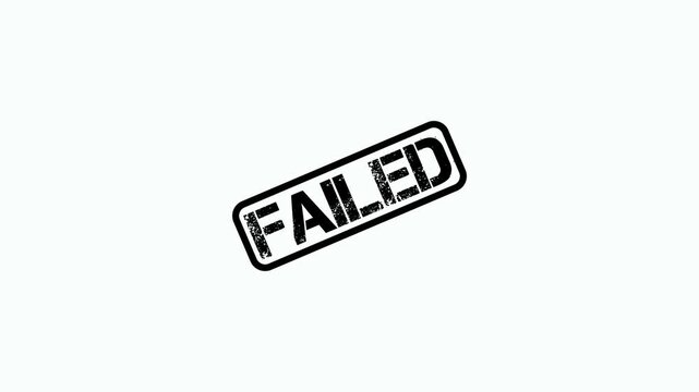 Black ink rubber stamp with the word FAILED isolated on a clean white background surface