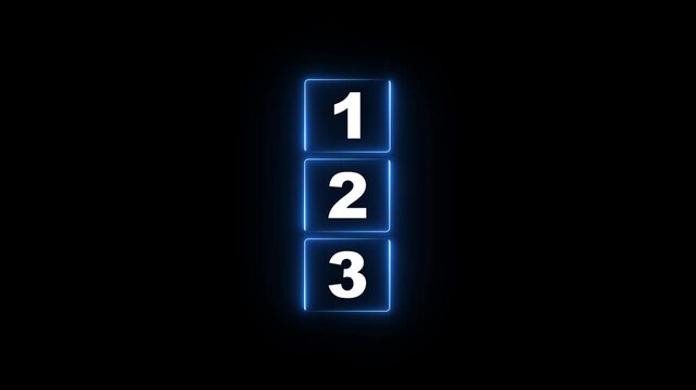 glowing neon rectangle with numbers first, second, and third. Task priority and management concept. The order of priority in any activity. Set work priority.4k motion graphics video