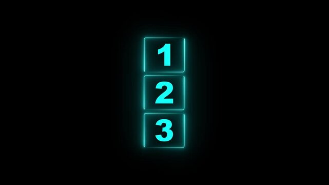 glowing neon rectangle with numbers first, second, and third. Task priority and management concept. The order of priority in any activity. Set work priority.4k motion graphics video