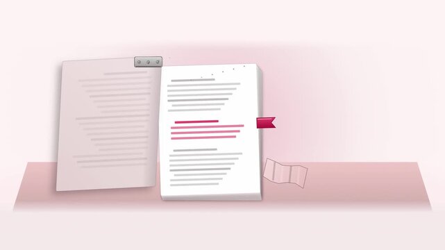 Abstract animated contract clause redline showing its differences drawn as cool blue-white lines and shapes on a bright, clean light background. Seamless looping 4K motion graphics video with free spa
