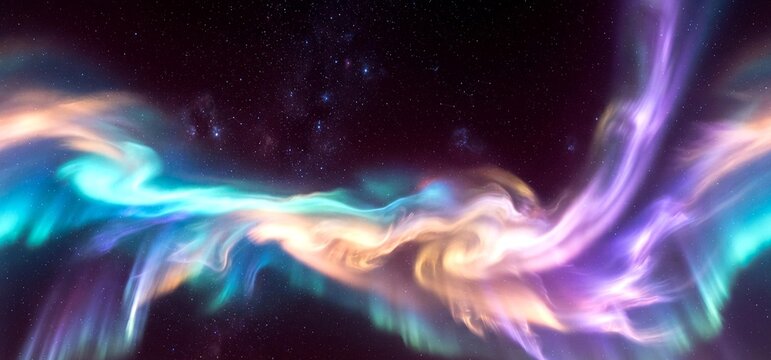 Radiant aurora surges turquoise peach lavender ribbons