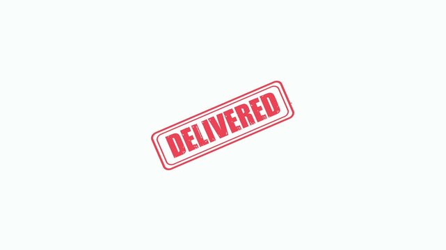 Red rubber stamp impression with the word Delivered isolated on a clean white background loop