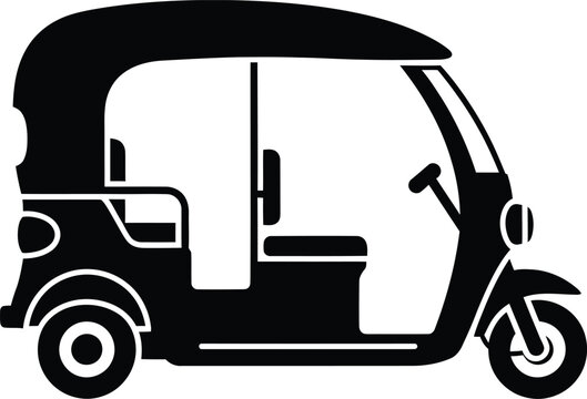 Black silhouette of a three wheeled auto rickshaw taxi icon