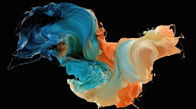 Vibrant, swirling paint erupts in a dark void with fluid motion
