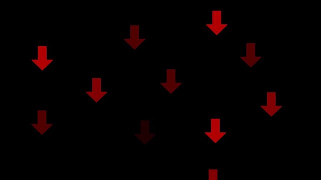 red and black arrows market turn down