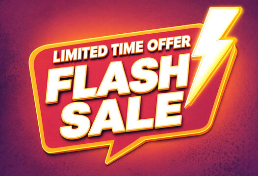 Bright and eyecatching limited time flash sale banner design with lightning bolt for promotions