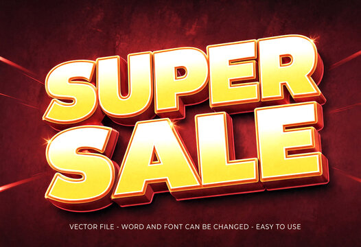 Bright and eyecatching super sale text effect with bold colors perfect for promotions