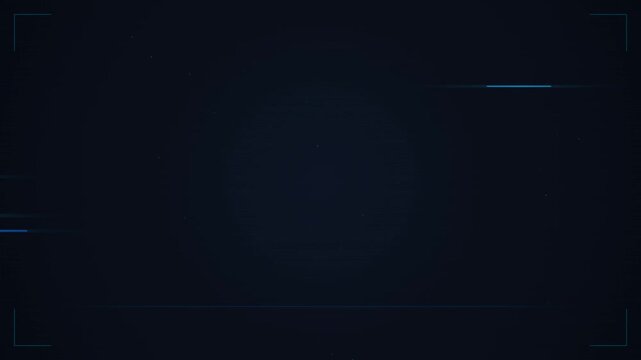 Abstract dark navy technological background with corner brackets and glowing blue lines suggesting a futuristic interface