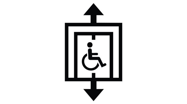 Accessible elevator icon vector for disabled and mobility aid signage