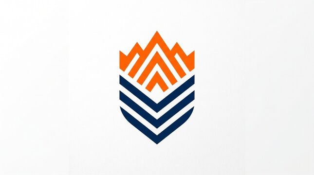 Modern minimalist corporate shield crest with navy blue with set against clean white background high contrast clarity shield emblem