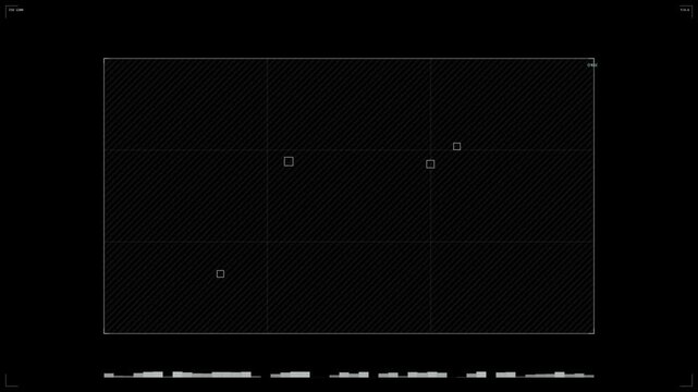 Seamless looping dark technological background with grid frame and glitch elements