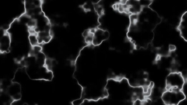 Abstract black and white glowing lightning pattern forming a seamless looping tech background.