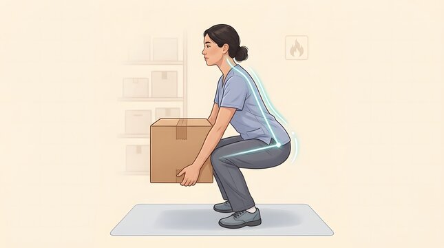 Person Demonstrating Proper Lifting Technique for Safe Manual Handling