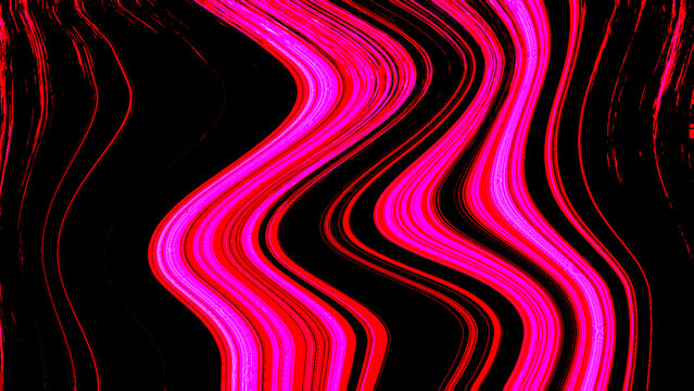 Abstract background, with vertical wavy, pink and red, lines on black