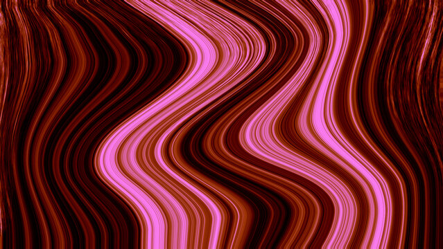 Abstract wavy pattern with vertical pink and dark brown stripes