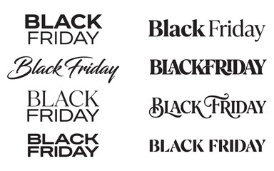 Obraz premium Assorted black friday sale typography vector logos and badges with typography collection discount shopping
