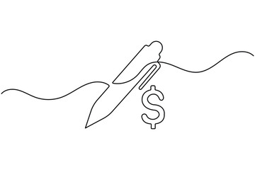 Obraz premium Ball pen lineart continuous one line art with editable stroke minimalist outline design