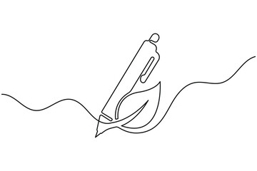Obraz premium Ball pen lineart continuous one line art with editable stroke minimalist outline design