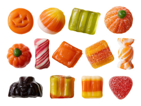 Gummy candy, assorted candy, fruit candy, colorful candy, sweet treat, candy collection create cheerful isolated assortment