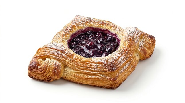 Danish pastry with blueberry com&hellip;, isolated on pure white background