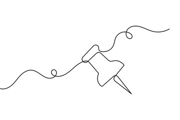 Fototapeta premium Push pin line art depicting a minimal continuous single stroke icon design with an vector format.