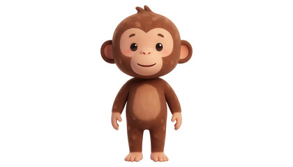 Obraz premium Cute Monkey 3d Render Transparent Background