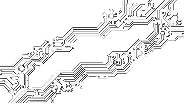 Abstract Digital Circuit Network Vector Background with Futuristic Electronic Connections